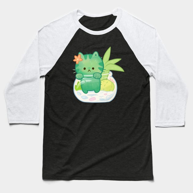 Cactus cat Baseball T-Shirt by giraffalope